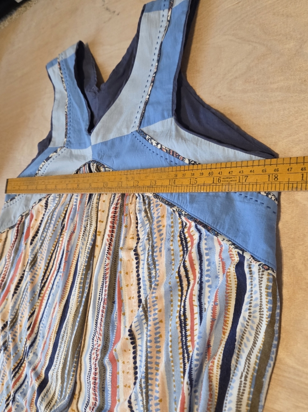 Anthropologie One September Fit And Flare Blue Striped Tank Top Blouse - Picture 8 of 11